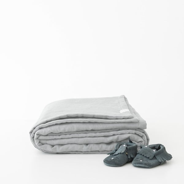 Детско сиво ленено одеяло Naturel, 100 x 140 cm - Linen Tales