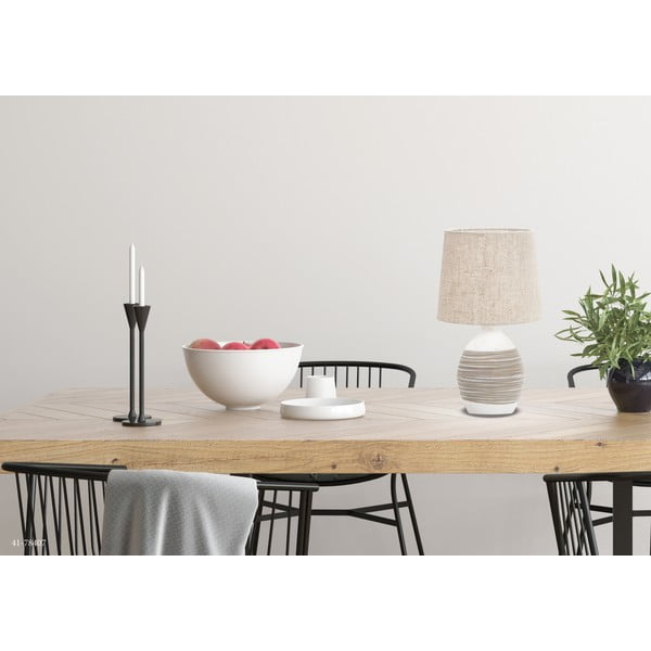 Бежова настолна лампа с текстилен абажур (височина 35 cm) Ambon - Candellux Lighting-image-1