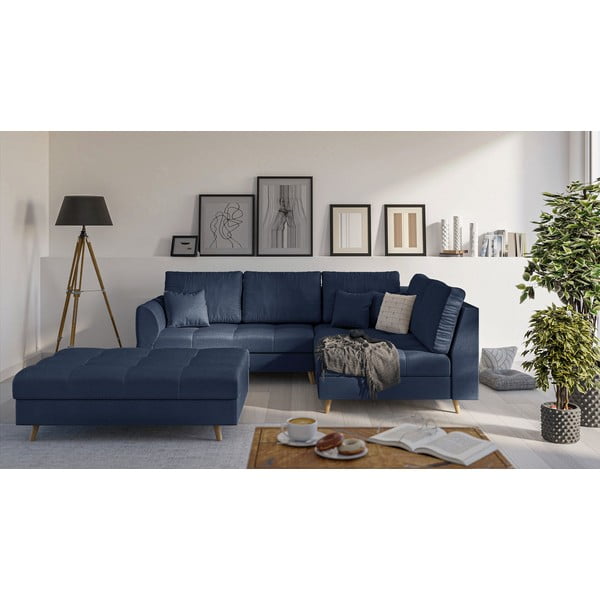 Тъмносиня табуретка за крака Ariella - Ropez-image-1