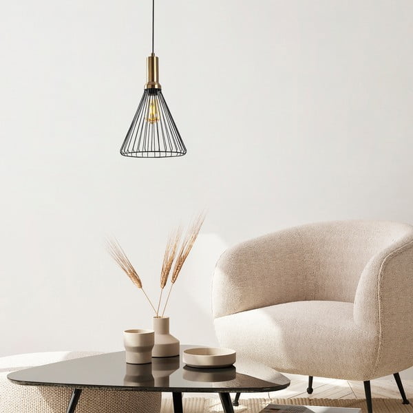 Черно висящо осветително тяло с метален абажур ø 24 cm Dear – Opviq lights-image-2