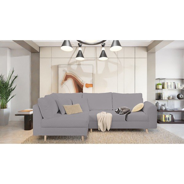 Тъмносив ъглов диван от плат букле (ляв ъгъл) Ariella - Ropez-image-1