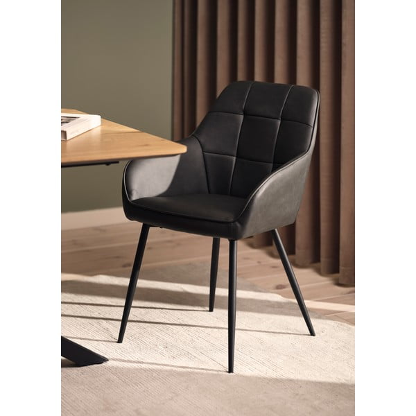 Тъмносиви тапицирани трапезни столове в комплект с подлакътници 2 бр. Nolan Square – Unique Furniture-image-2