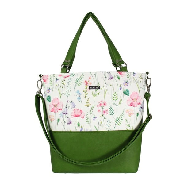 Зелена и бежова дамска чанта Lele No.606 - Dara bags