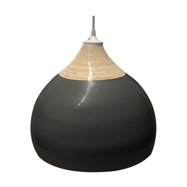 Černé stropní světlo z bambusu Karlsson Glazed, průměr 27 cm