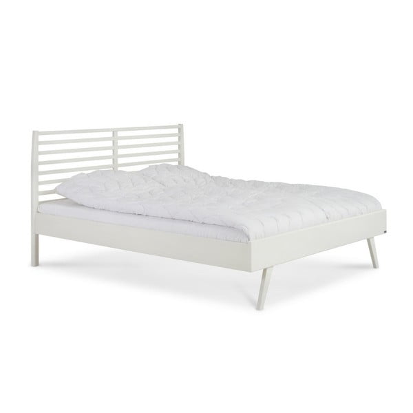 Bílá ručně vyráběná postel z masivního březového dřeva Kiteen Notte, 160 x 200 cm