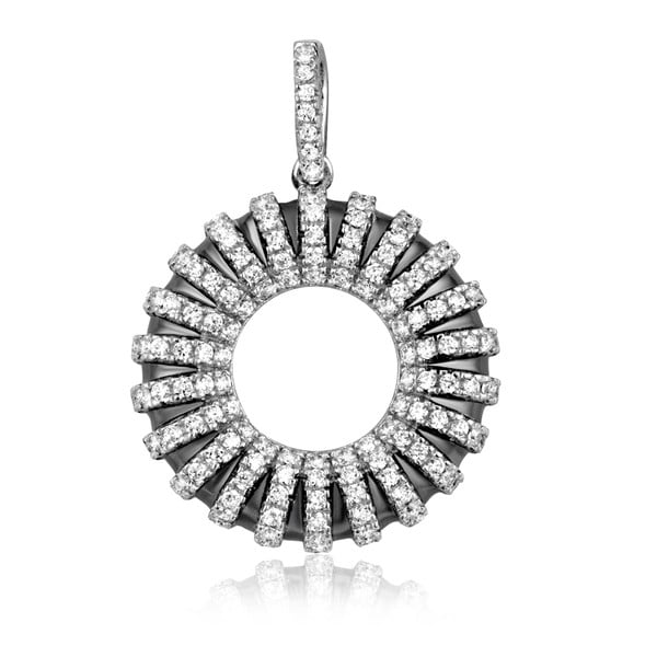 Сребърен медальон с бял кубичен цирконий Circle Bobby - Swarovski Elements Crystals