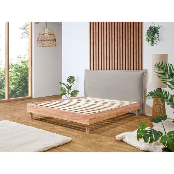 Светлосиво/естествено двойно легло с решетка 180x200 cm Charlie - Bobochic Paris-image-1