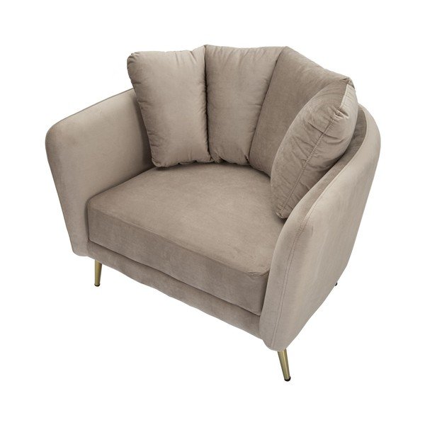 Кафяво-сиво кадифено кресло Kiev – Mauro Ferretti-image-3