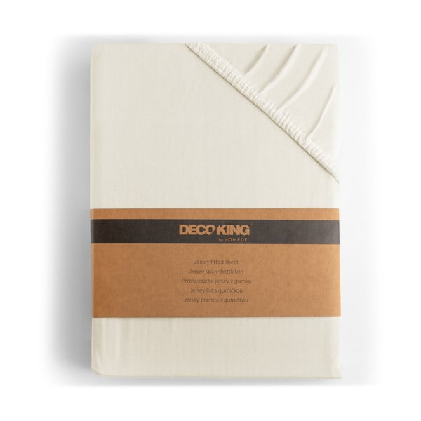 Бяло-кремав еластичен чаршаф от джърси 220x200 cm Amber – Restilo-image-4