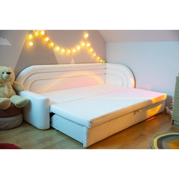 Кремав разтегателен диван с място за съхранение от букле ляв ъгъл 223 cm Fabillo – ELTAP-image-1