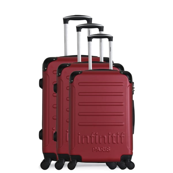 Комплект от 3 пътнически куфара на колелца в цвят бордо Horten-A - Infinitif