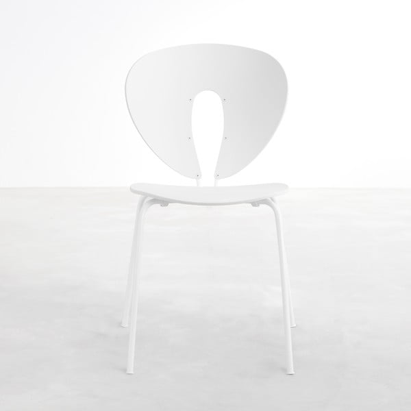 Bílá židle s bílými chromovanými nohami Stua Globus