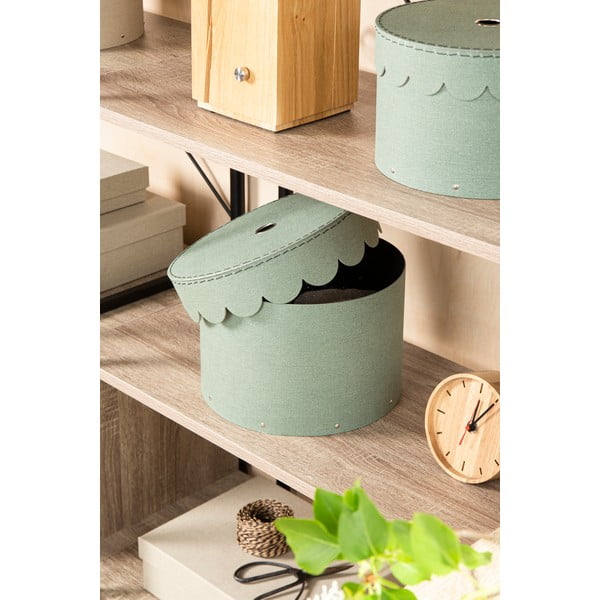 Тюркоазени картонени кутии за съхранение в комплект 2 бр. с капаци ø 26x17,5 cm Wilma Canvas Paper Laminate – Bigso-image-1