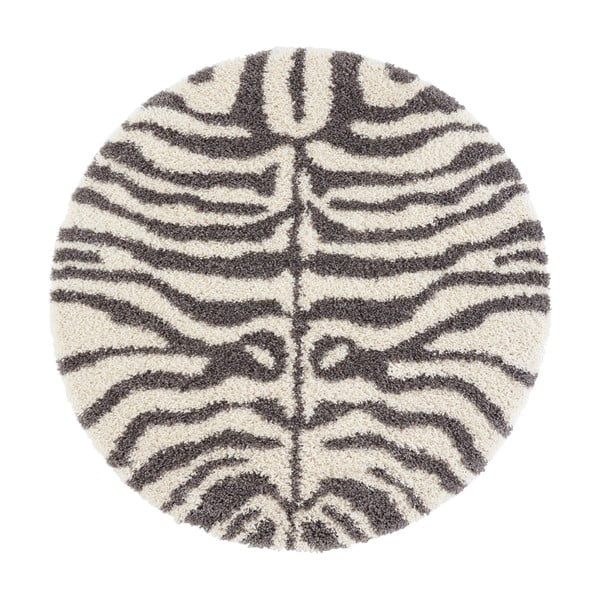 Сив/бежов кръгъл килим ø 160 cm Striped Animal - Ragami