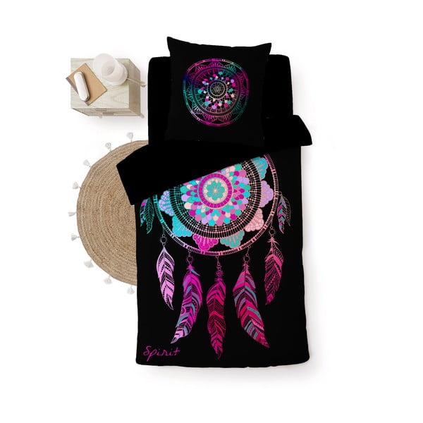 Черно единично  памучно спално бельо 140x200 cm Porte Bonheur – douceur d'intérieur