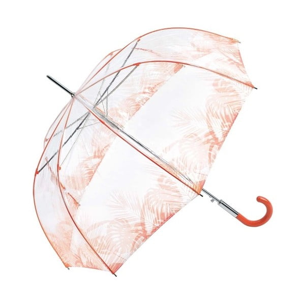 Прозрачен гол чадър с оранжеви детайли Клетка за птици Тропически листа, ⌀ 86 cm - Ambiance