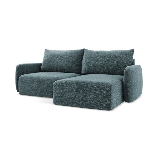 Тюркоазен разтегателен ъглов диван с място за съхранение (десен ъгъл) Kalena – Makamii-image-1