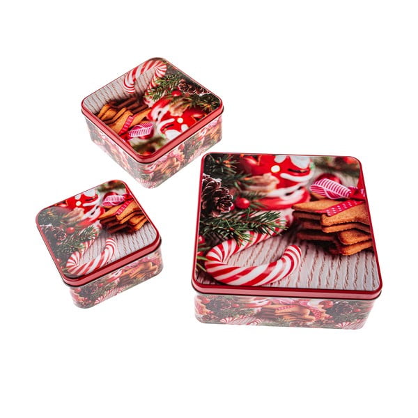 Метални кутии за сладкиши в комплект 3 бр. Christmas – Dakls
