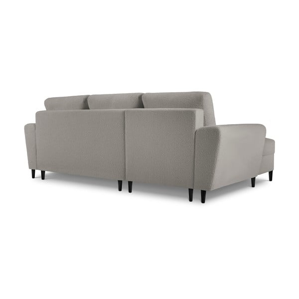 Светлосив разтегателен ъглов диван с място за съхранение от прежда с примки от букле (ляв ъгъл) Kyoto – Cosmopolitan Design-image-4