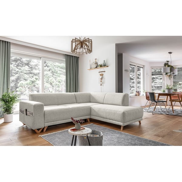 Бежов разтегателен/с място за съхранение ъглов диван (десен ъгъл/L форма) Classy Sophie – Miuform-image-3