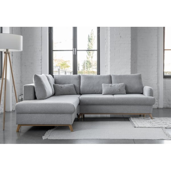 Светлосив разтегателен/с място за съхранение ъглов диван (ляв ъгъл/L форма) Scandic Lagom – Miuform-image-3