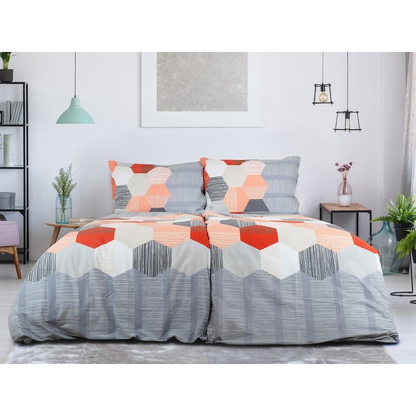 Сиво единично  крепирано спално бельо 140x200 cm Honey Comb – B.E.S.