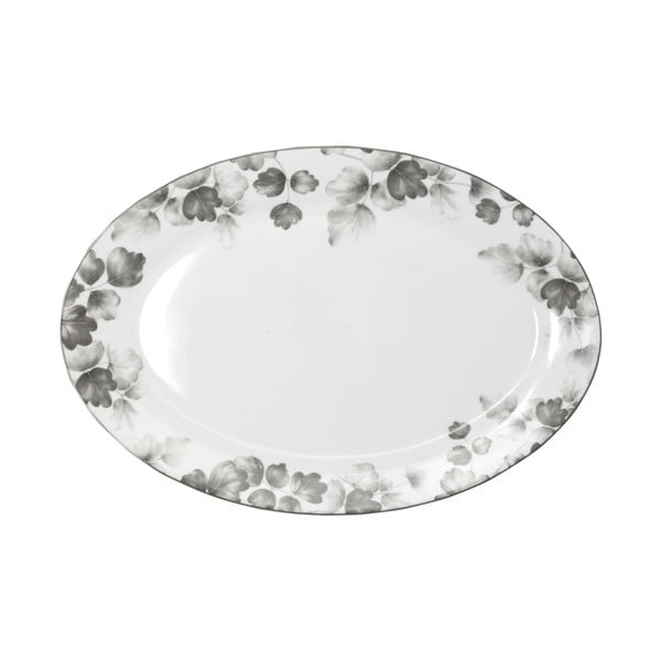 Бяло-светлосива порцеланова чиния за сервиране ø 35,5 cm Foliage gray – Villa Altachiara