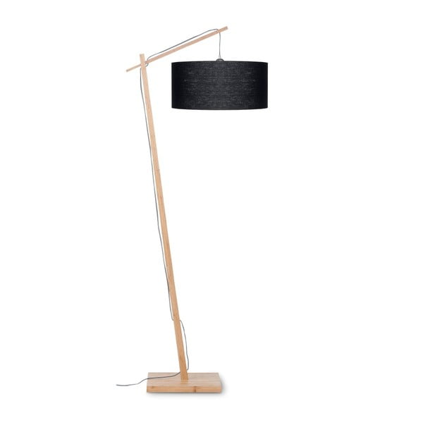 Подова лампа с черен абажур и бамбукова конструкция Andes - Good&Mojo