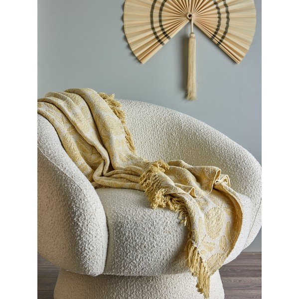 Жълто одеяло със смес от памук 130x155 cm Pratello – Bloomingville-image-3