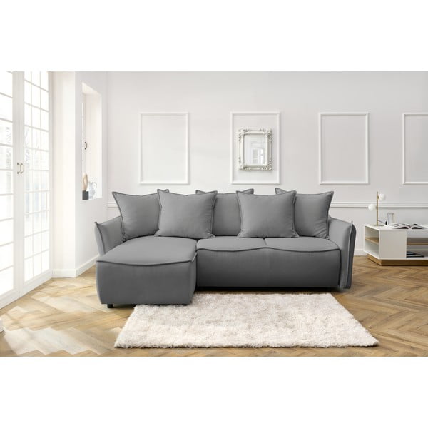 Светлосив ъглов разтегателен диван (ляв ъгъл) Leon - Bobochic Paris-image-1