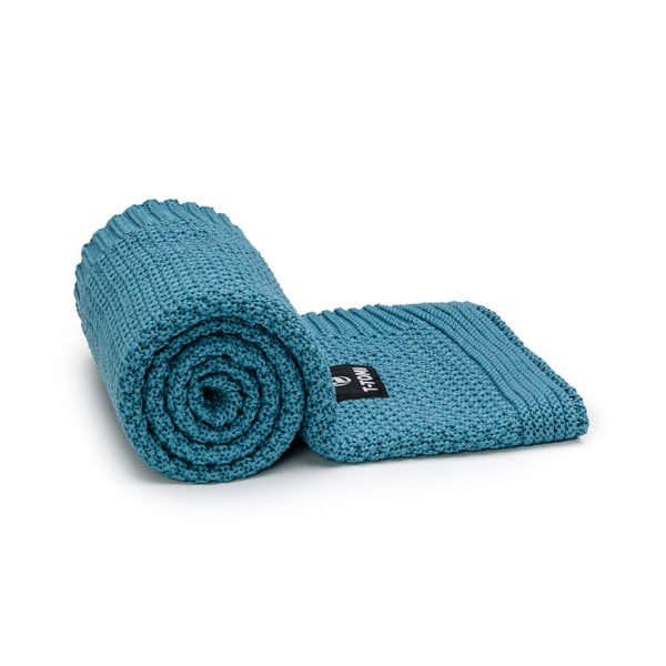 Тъмносиньо памучно плетено бебешко одеяло 80x100 cm Spring – T-TOMI