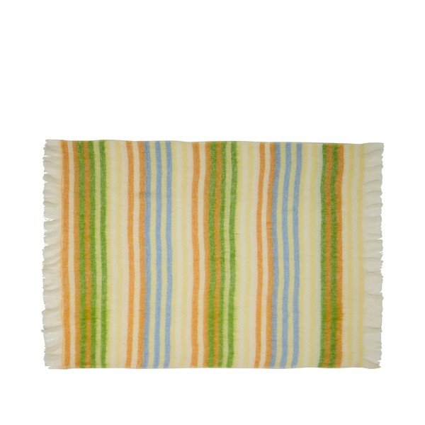 Жълто/зелено одеяло със смес от вълна 140x200 cm Loom – Hübsch