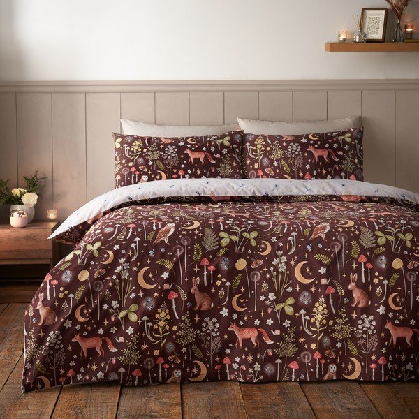 Тъмнокафяво единично  спално бельо 135x200 cm Enchanted Twilight Animals – Catherine Lansfield