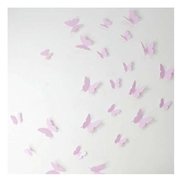 Sada 12 růžových 3D samolepek Ambiance Butterflies