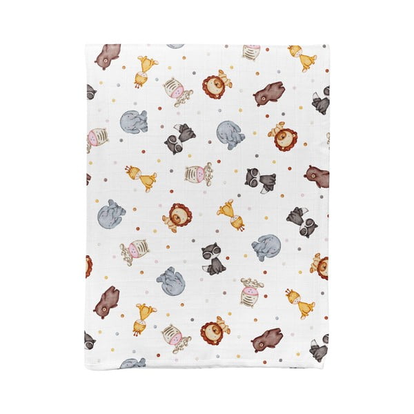 Бяло муселиново бебешко одеяло 75x100 cm Zoo – Mijolnir