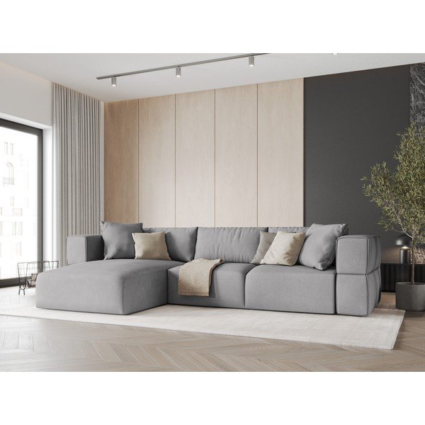 Светлосив ъглов диван, ляв ъгъл Esther – Milo Casa-image-1