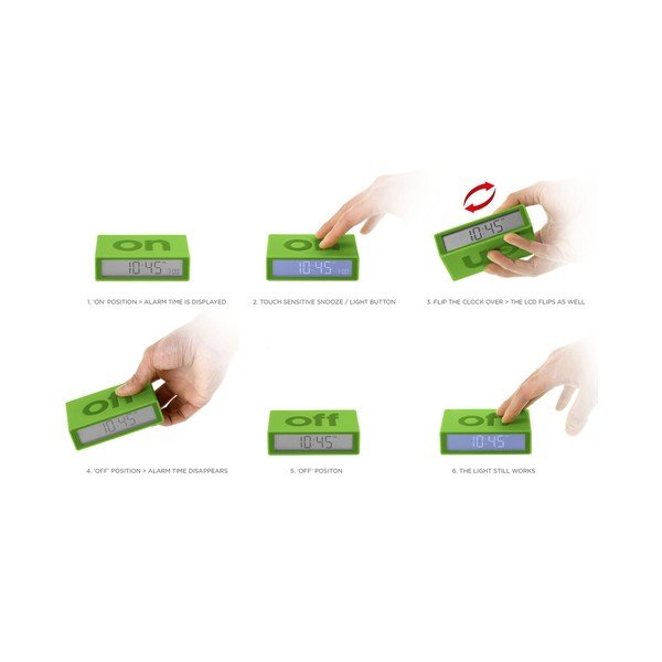 Překlápěcí budík Flip, bílý-image-2