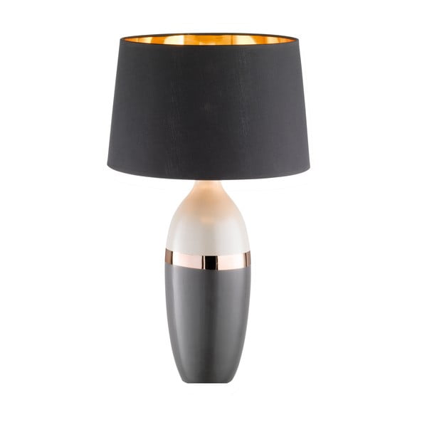 Черна/сива настолна лампа с текстилен абажур (височина 45 cm) Foro – Fischer & Honsel