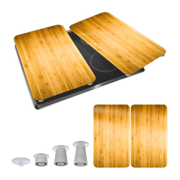 Капаци за печка 2 бр. от закалено стъкло 52x30 cm Wooden – Maximex-image-2