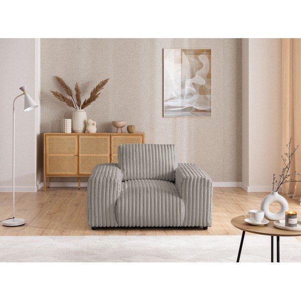 Светлосиво кресло от рипсено кадифе Justin – Ropez-image-1