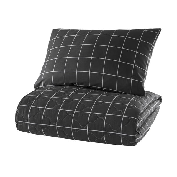 Черна покривка за легло с калъфка за възглавница от памук ranforce , 180 x 225 cm Piga - Mijolnir