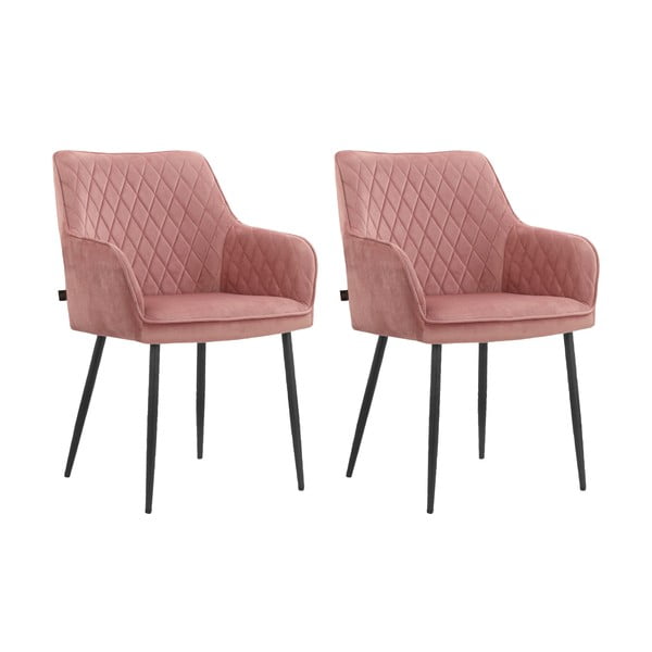 Светлорозови тапицирани трапезни столове в комплект 2 бр. Elvira – Støraa-image-4
