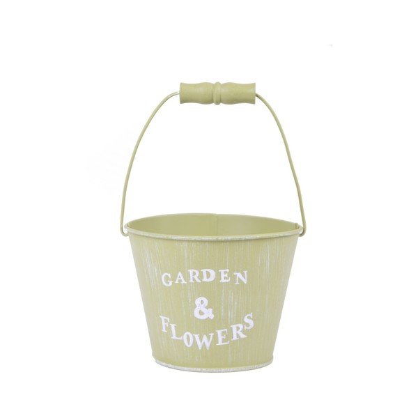 Malý zelený kyblík Ego Dekor Garden & Flowers, výška 13 cm