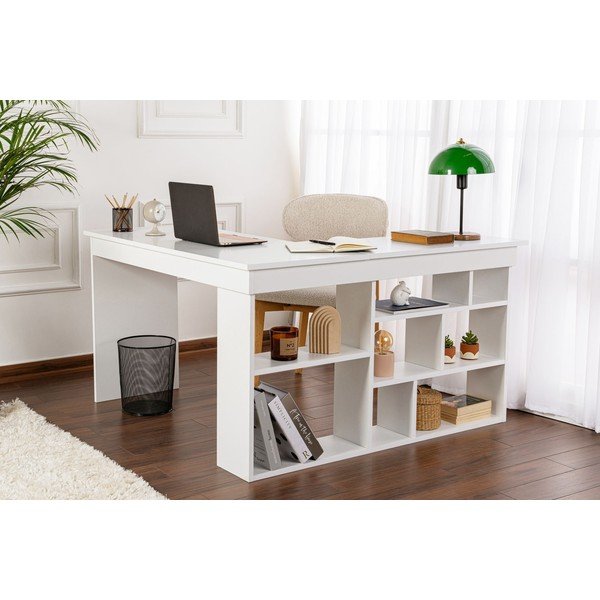 Матова работна маса 120x130 cm Vesper – Kalune Design-image-2