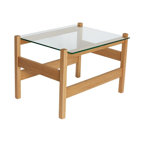 Масичка за кафе със стъклен плот в естествен цвят 52x66 cm Ledge – Hübsch