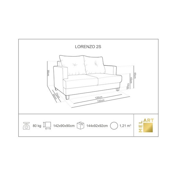 Hnědá dvoumístná pohovka Melart Lorenzo-image-3