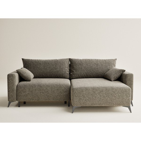 Кафяв шенилов сгъваем/с място за съхранение ъглов диван (десен ъгъл) Leon – Maison de Rêve-image-2