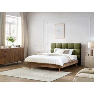 Зелено двойно тапицирано легло с включена подматрачна рамка 160x200 cm Kumo – Bobochic Paris