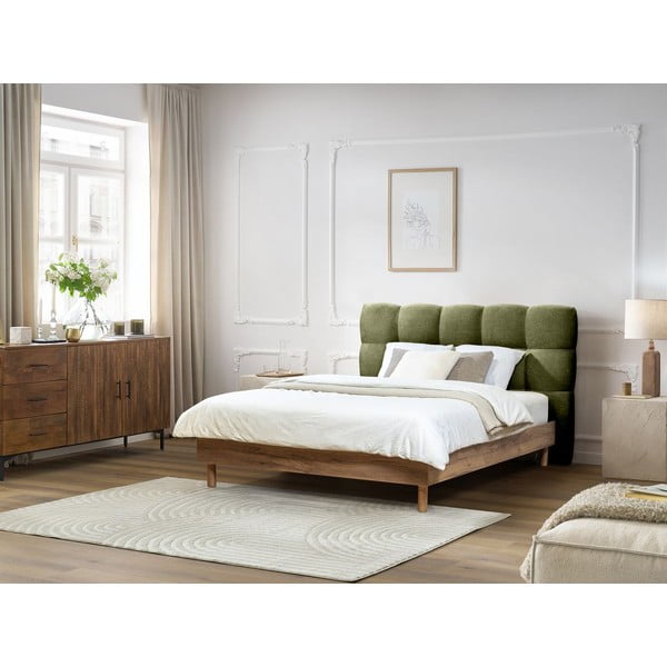 Зелено двойно тапицирано легло с включена подматрачна рамка 160x200 cm Kumo – Bobochic Paris-image-1