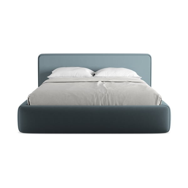 Синьо  двойно тапицирано легло с място за съхранение и включена подматрачна рамка 160x200 cm Kiana – Makamii-image-4